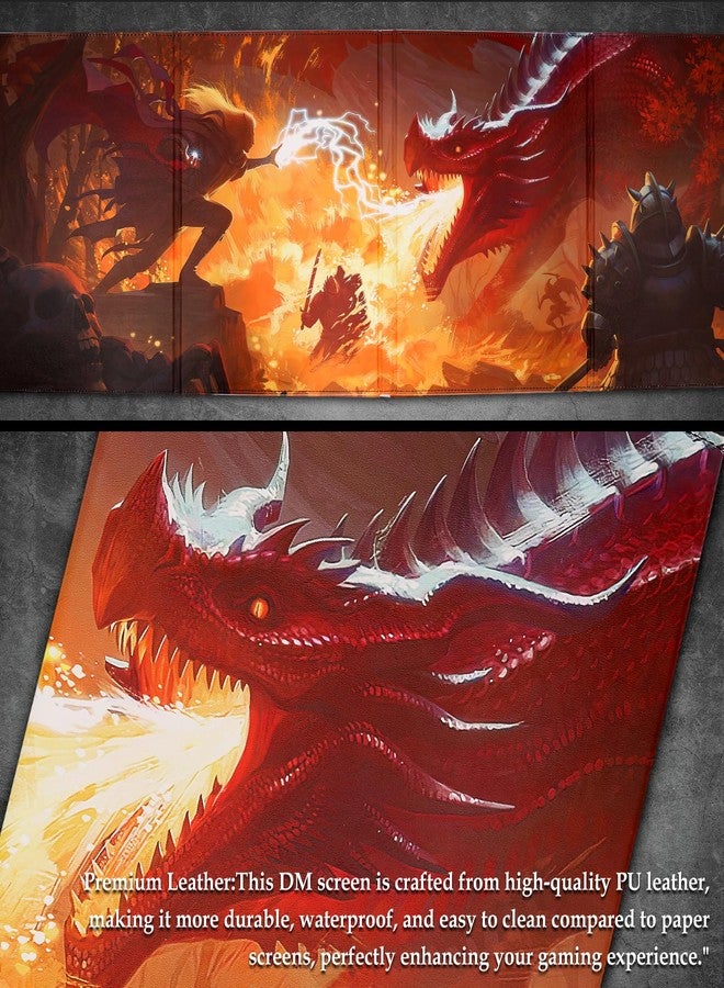 sabermaster DND DM Screen, Dungeons and Dragons Master Screen Leather,4 Wet-Erase Function Pockets,DND Game Accessories for TRPG,with 4 Panels Master Screen Inserts (Screen A) - Image 5